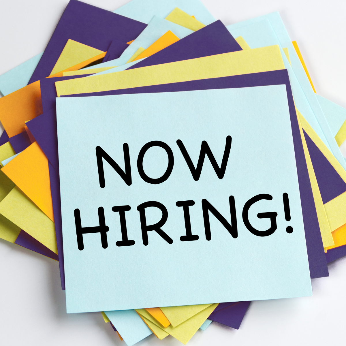 We're hiring text on post-it notes