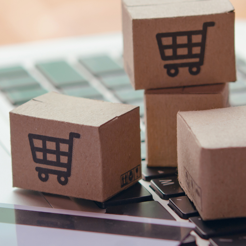 shipping boxes and credit card