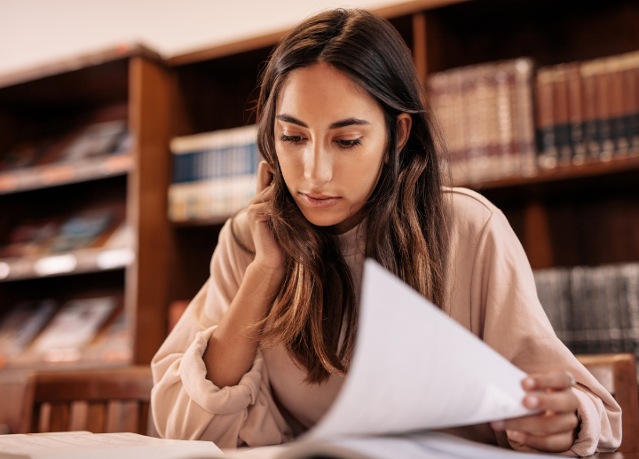 Woman in library